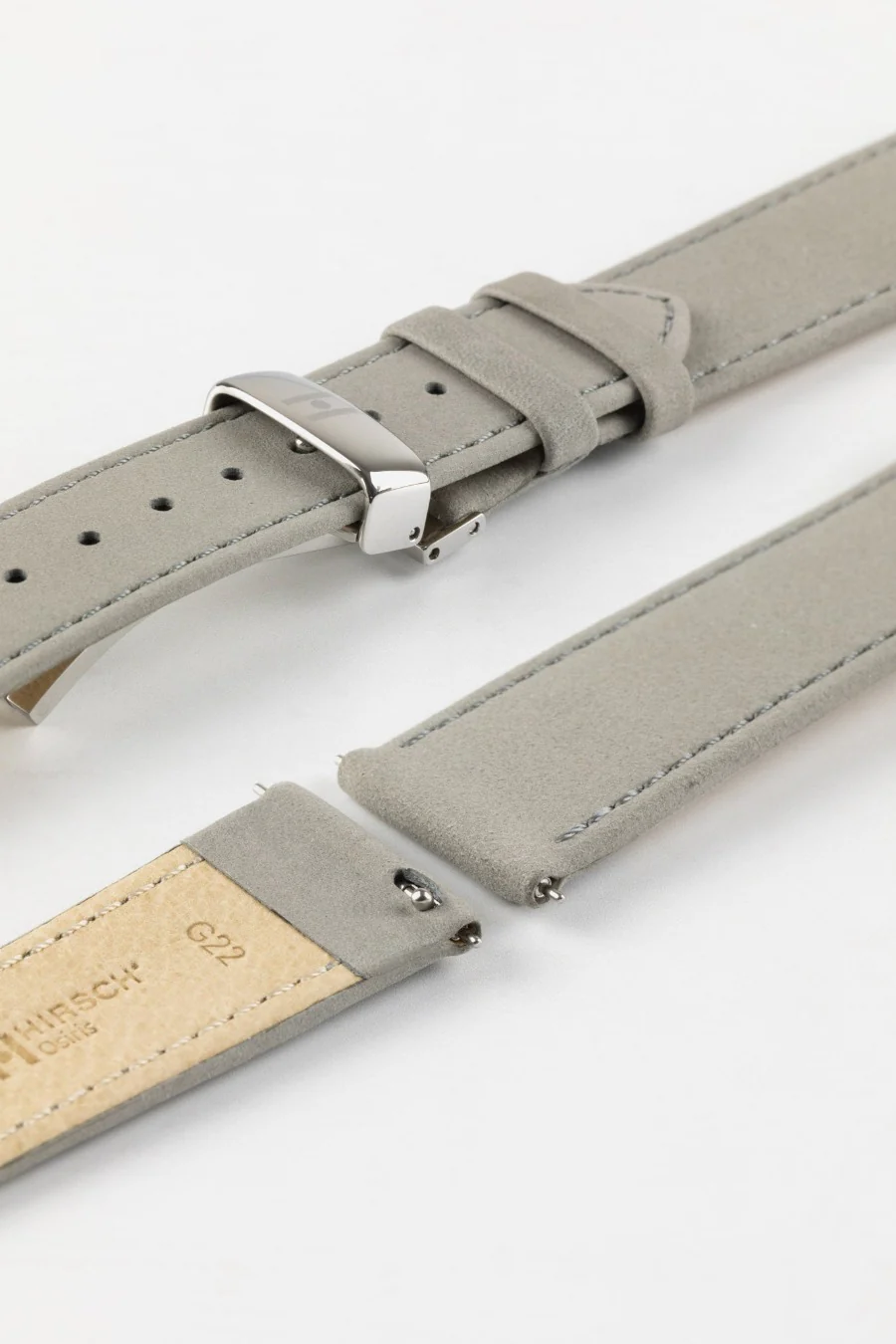 Hirsch OSIRIS Calf Leather with Nubuck Effect Watch Strap in GREY - Image 9