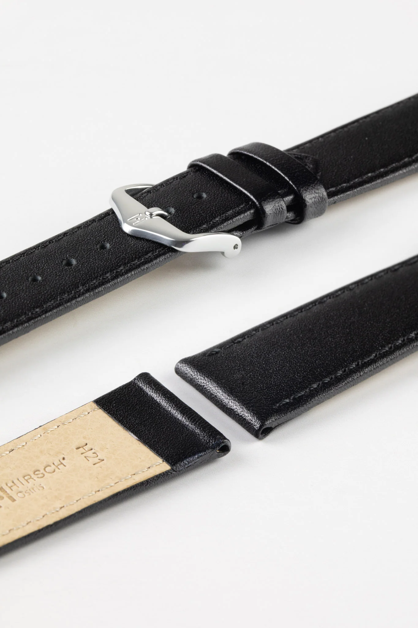 Hirsch OSIRIS NQR Calf Leather Watch Strap in BLACK - Image 7