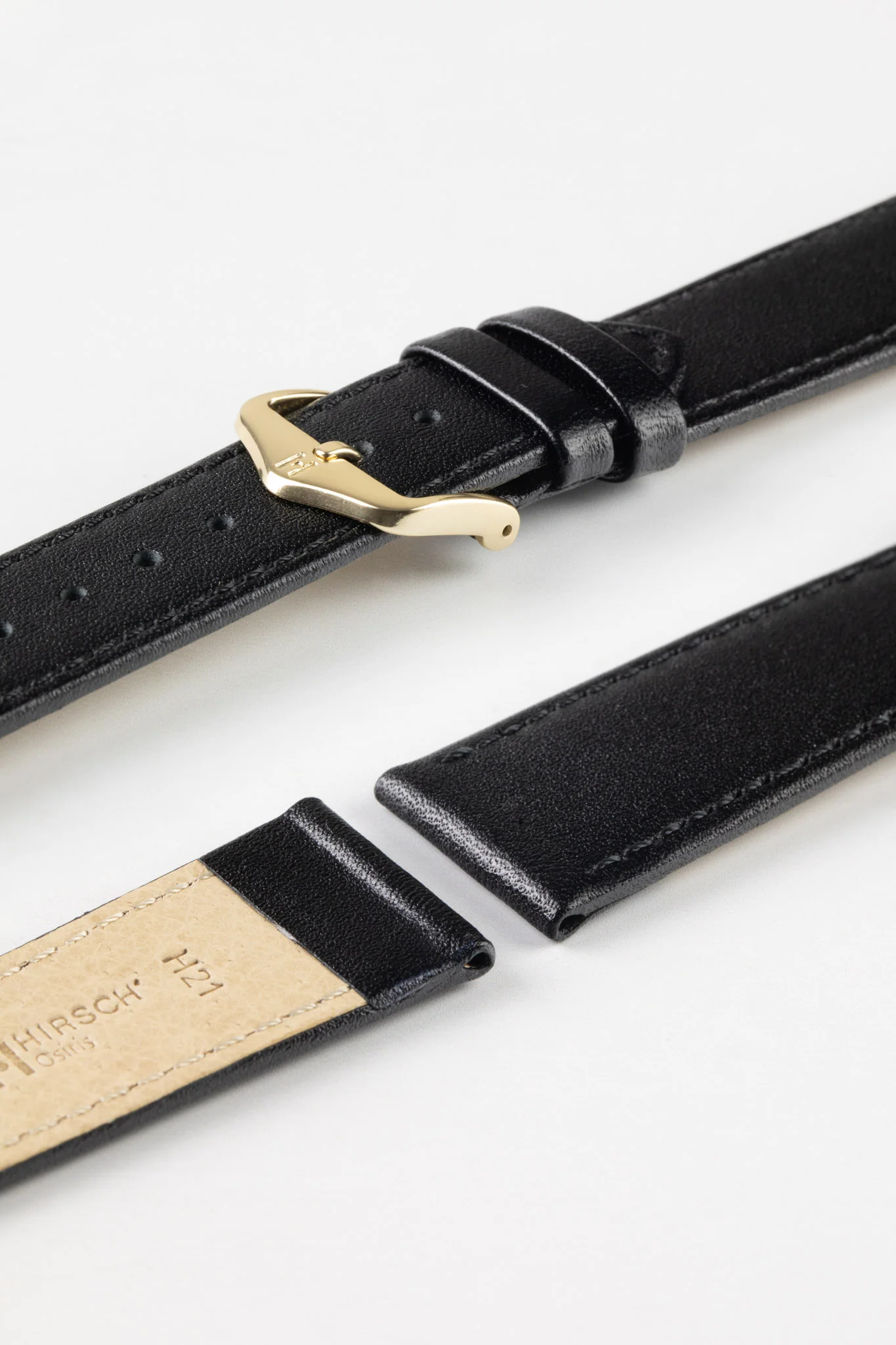 Hirsch OSIRIS NQR Calf Leather Watch Strap in BLACK - Image 8