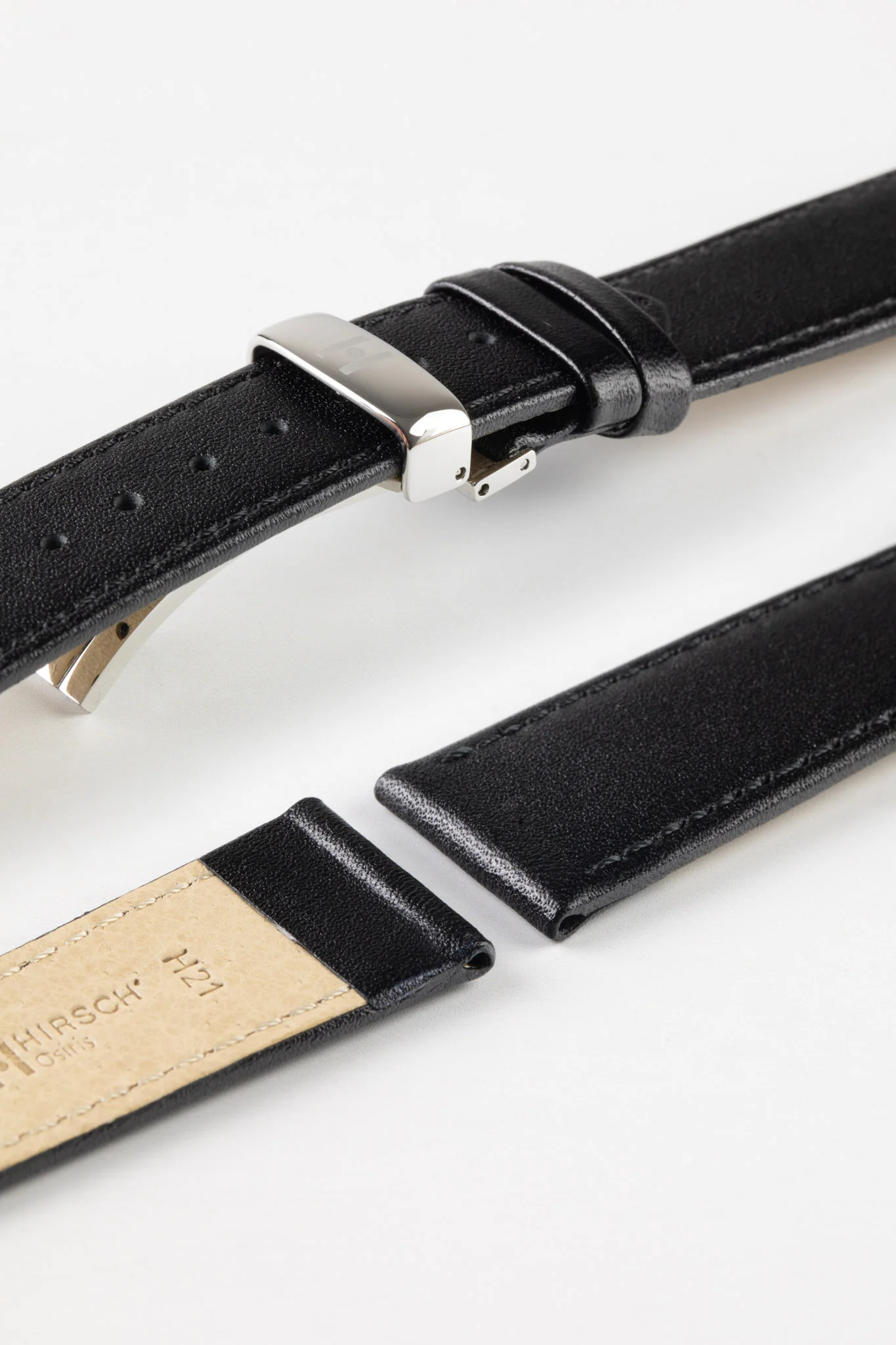 Hirsch OSIRIS NQR Calf Leather Watch Strap in BLACK - Image 9