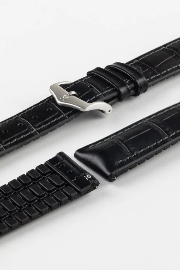 Hirsch PAUL Alligator Embossed Performance Watch Strap in BLACK - Image 10