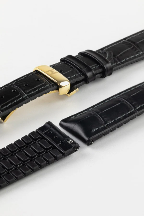 Hirsch PAUL Alligator Embossed Performance Watch Strap in BLACK - Image 12