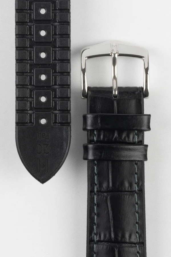 Hirsch PAUL Alligator Embossed Performance Watch Strap in BLACK - Image 3