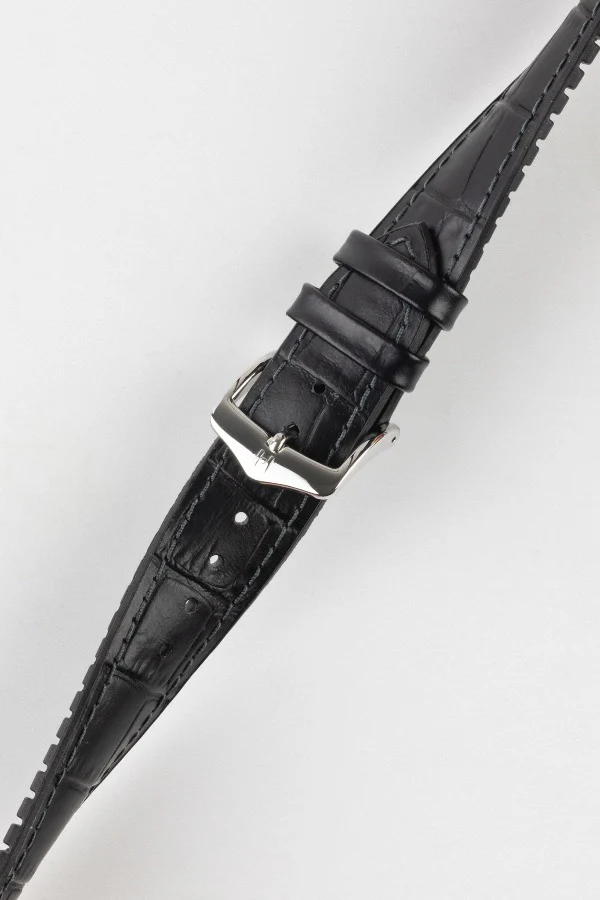 Hirsch PAUL Alligator Embossed Performance Watch Strap in BLACK - Image 5