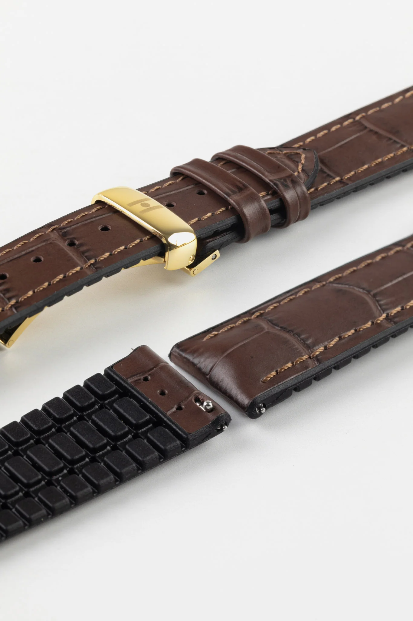 Hirsch PAUL Alligator Embossed Performance Watch Strap in BROWN - Image 12