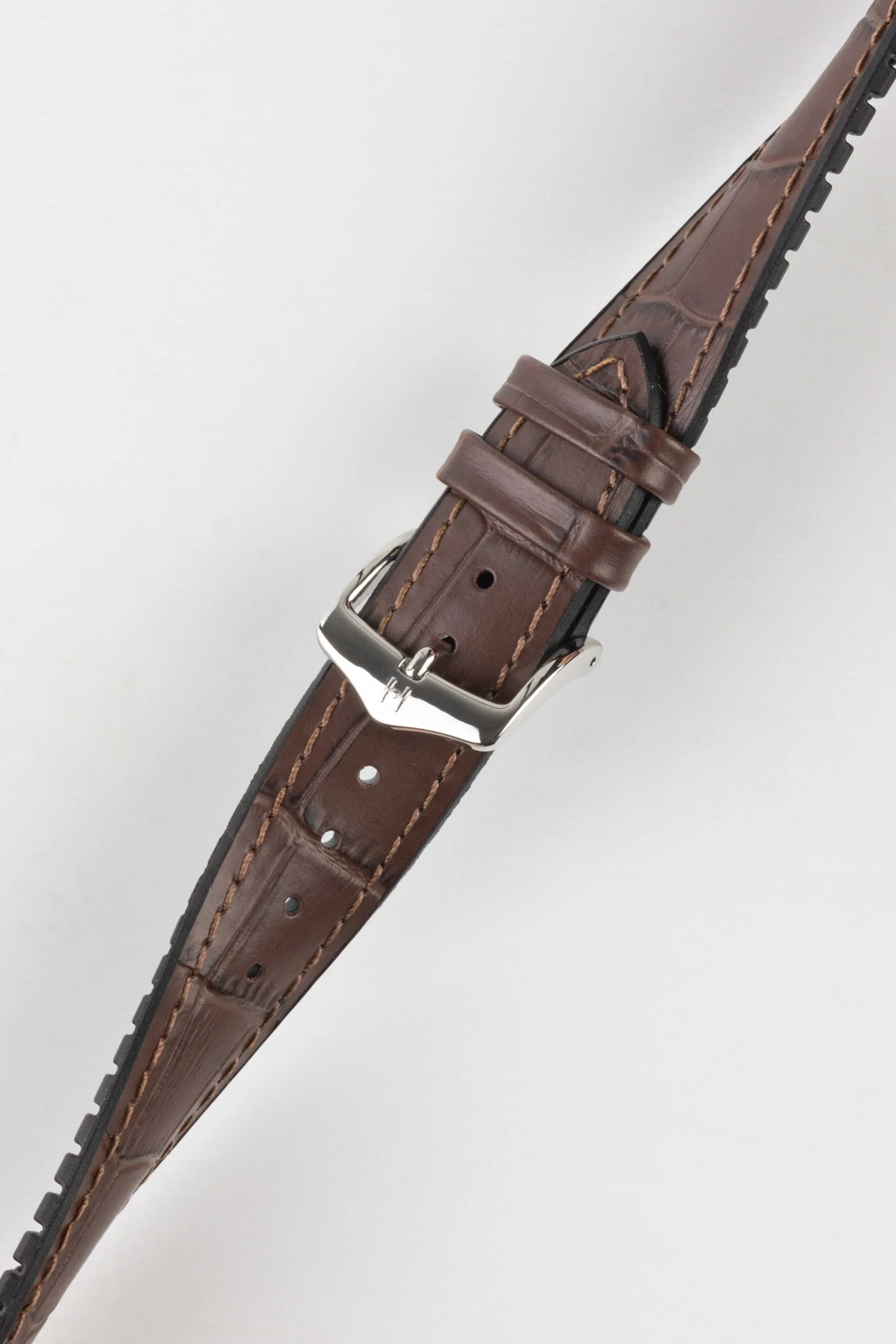 Hirsch PAUL Alligator Embossed Performance Watch Strap in BROWN - Image 5
