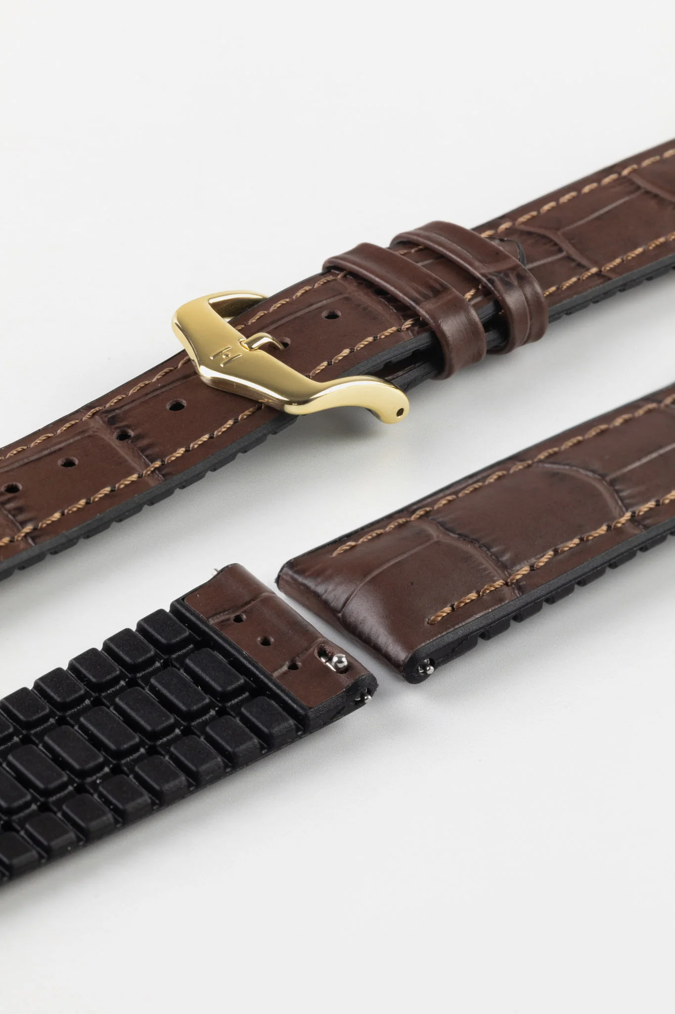 Hirsch PAUL Alligator Embossed Performance Watch Strap in BROWN - Image 8