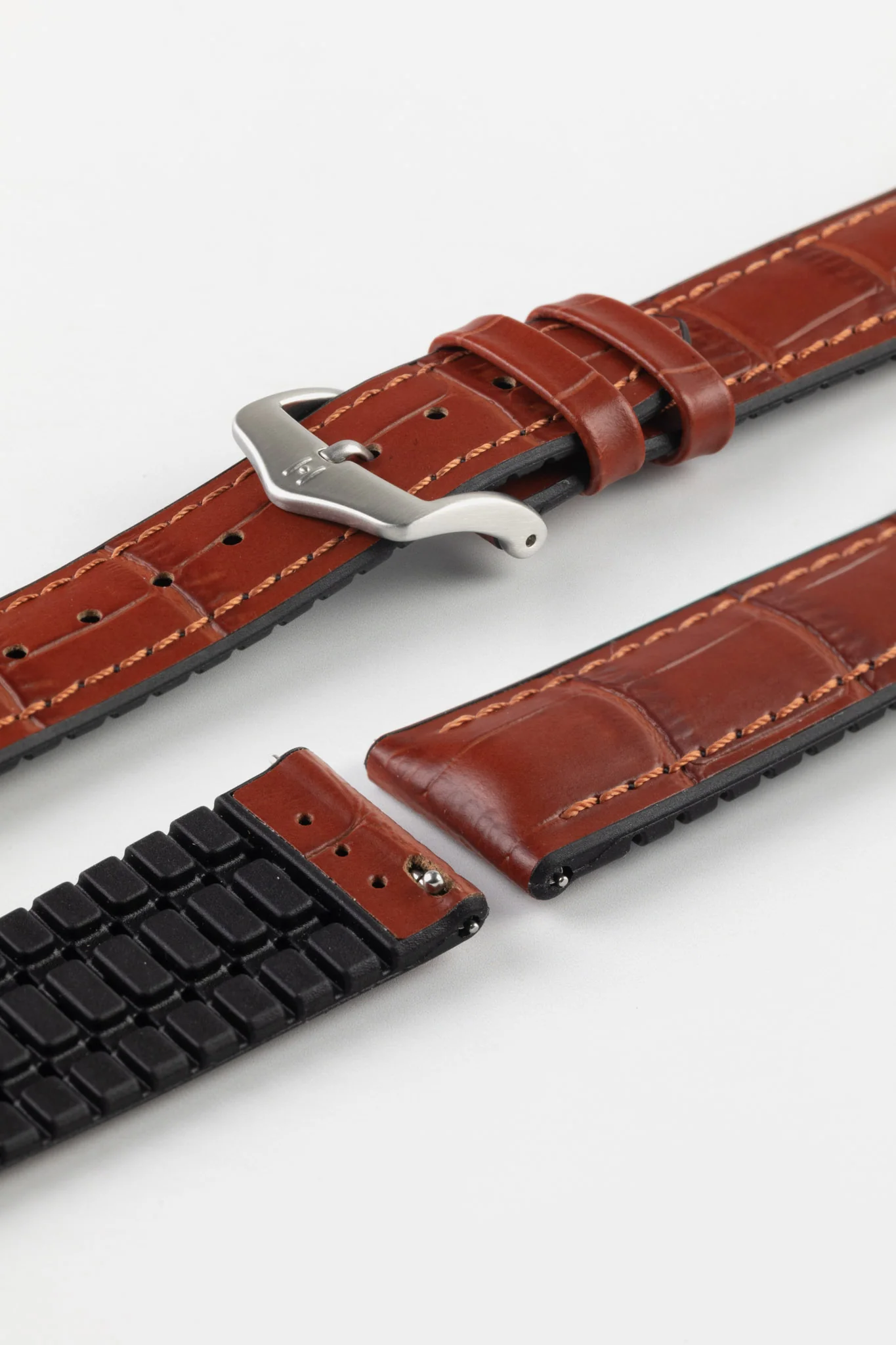 Hirsch PAUL Alligator Embossed Performance Watch Strap in GOLD BROWN - Image 10