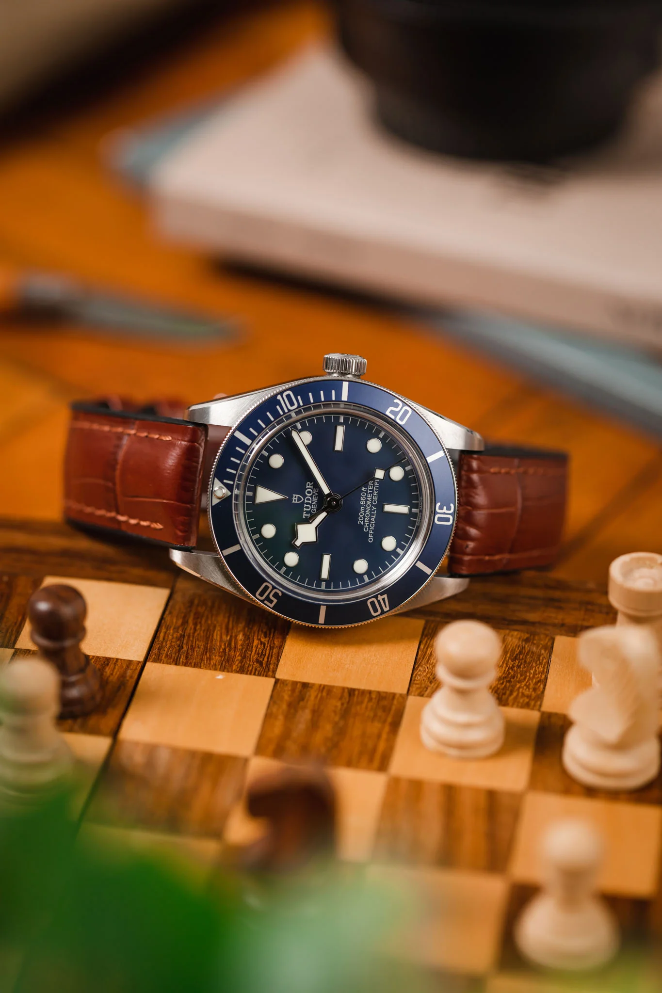 Hirsch PAUL Alligator Embossed Performance Watch Strap in GOLD BROWN - Image 4