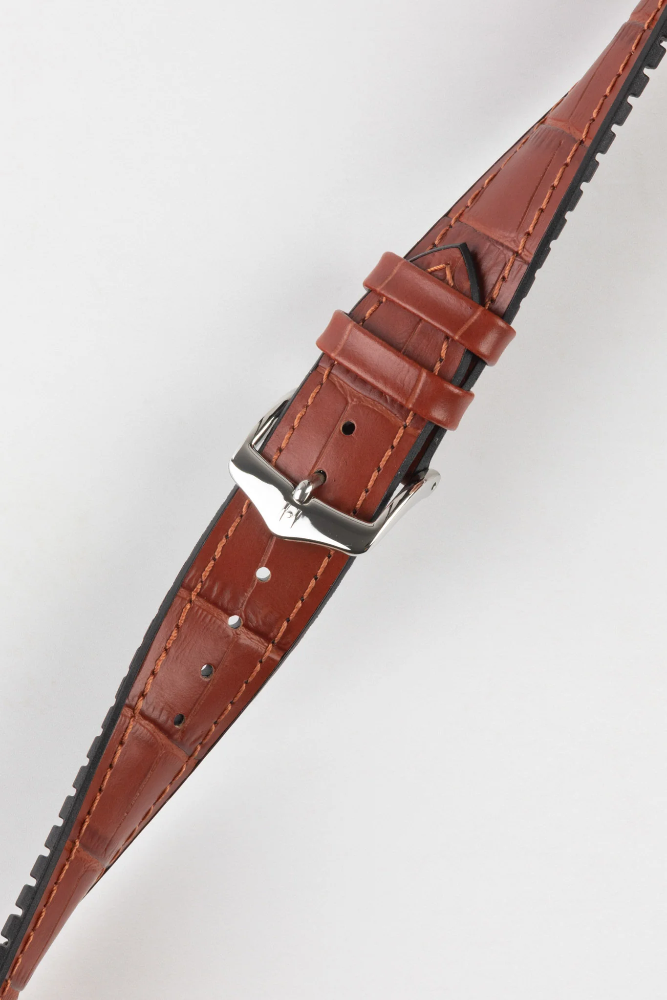 Hirsch PAUL Alligator Embossed Performance Watch Strap in GOLD BROWN - Image 5