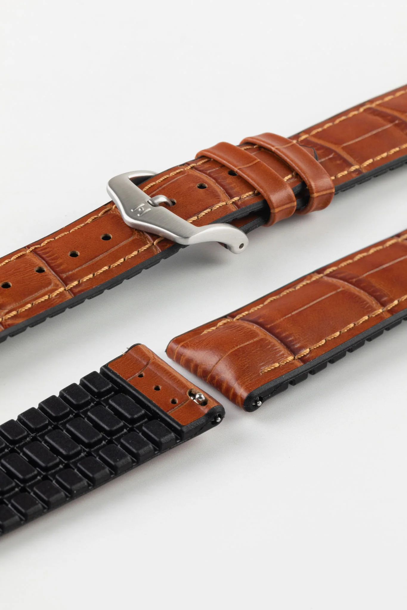 Hirsch PAUL Alligator Embossed Performance Watch Strap in HONEY - Image 10
