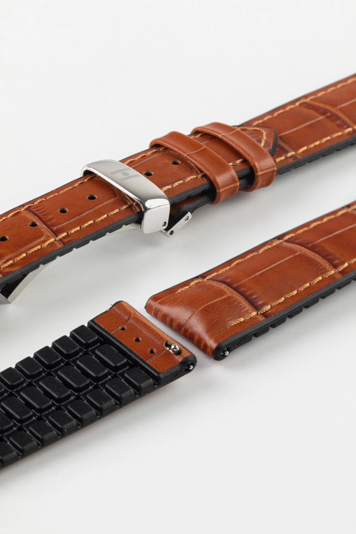 Hirsch PAUL Alligator Embossed Performance Watch Strap in HONEY - Image 11