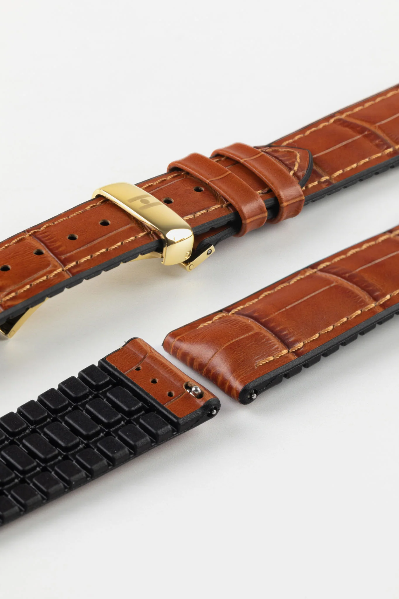 Hirsch PAUL Alligator Embossed Performance Watch Strap in HONEY - Image 12