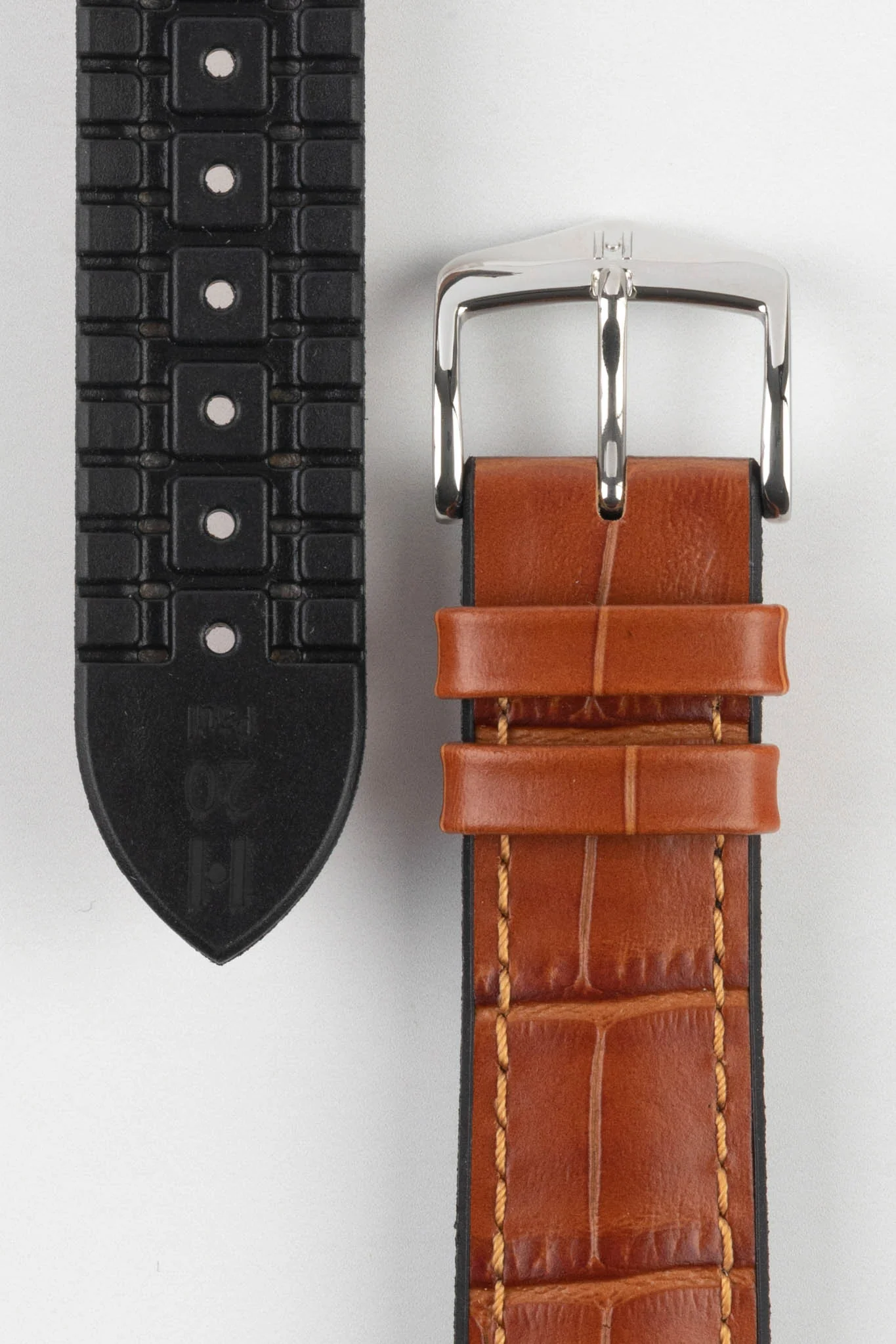 Hirsch PAUL Alligator Embossed Performance Watch Strap in HONEY - Image 3