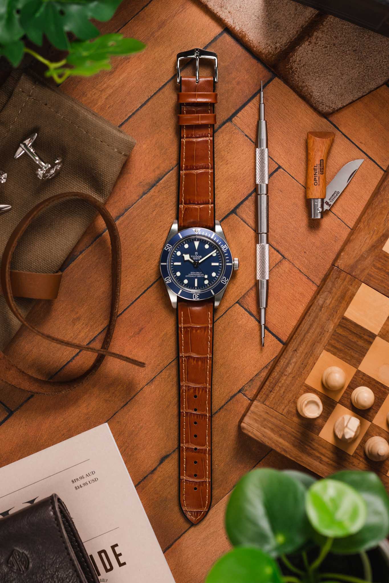 Hirsch PAUL Alligator Embossed Performance Watch Strap in HONEY - Image 6