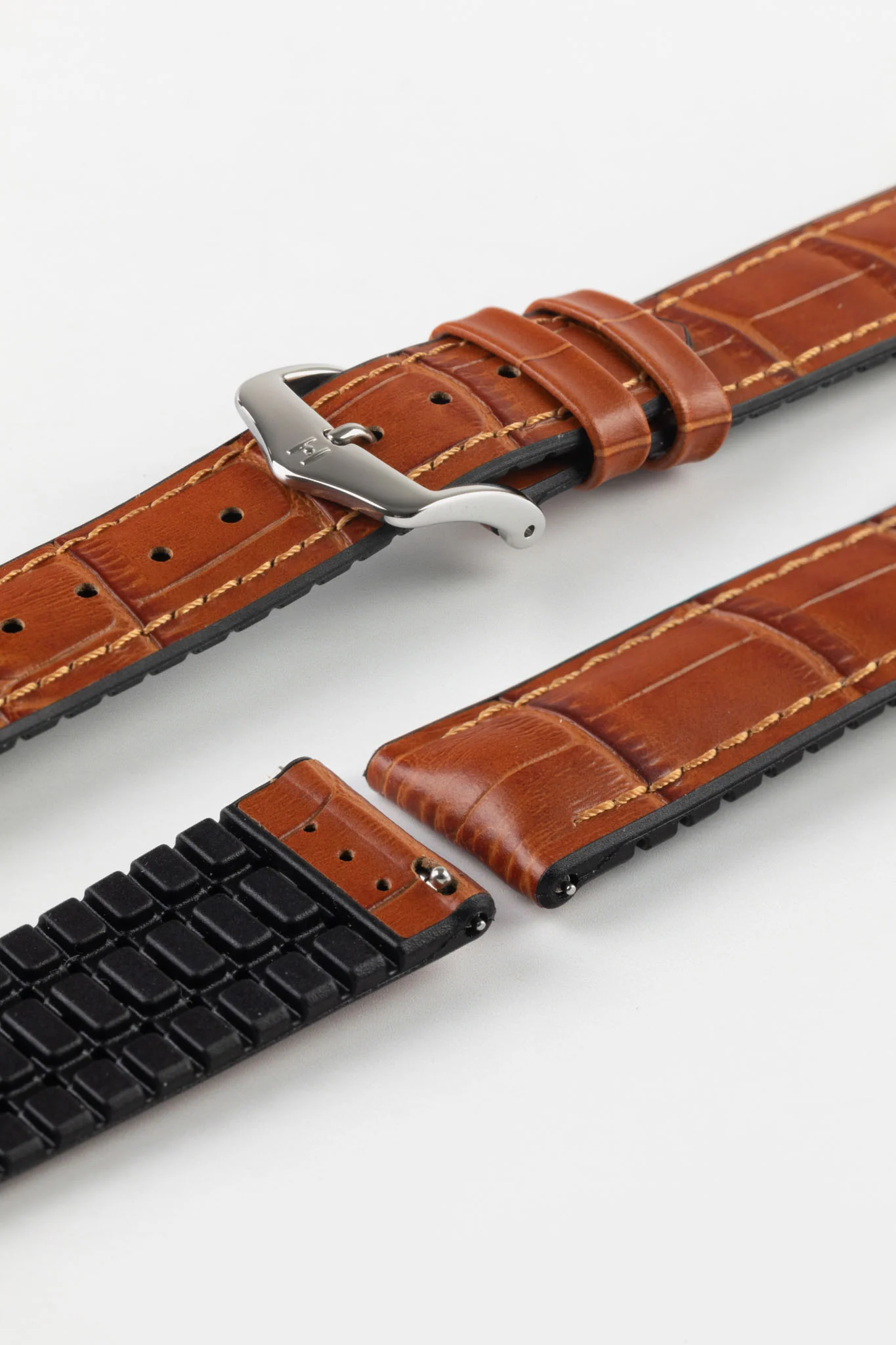 Hirsch PAUL Alligator Embossed Performance Watch Strap in HONEY - Image 7