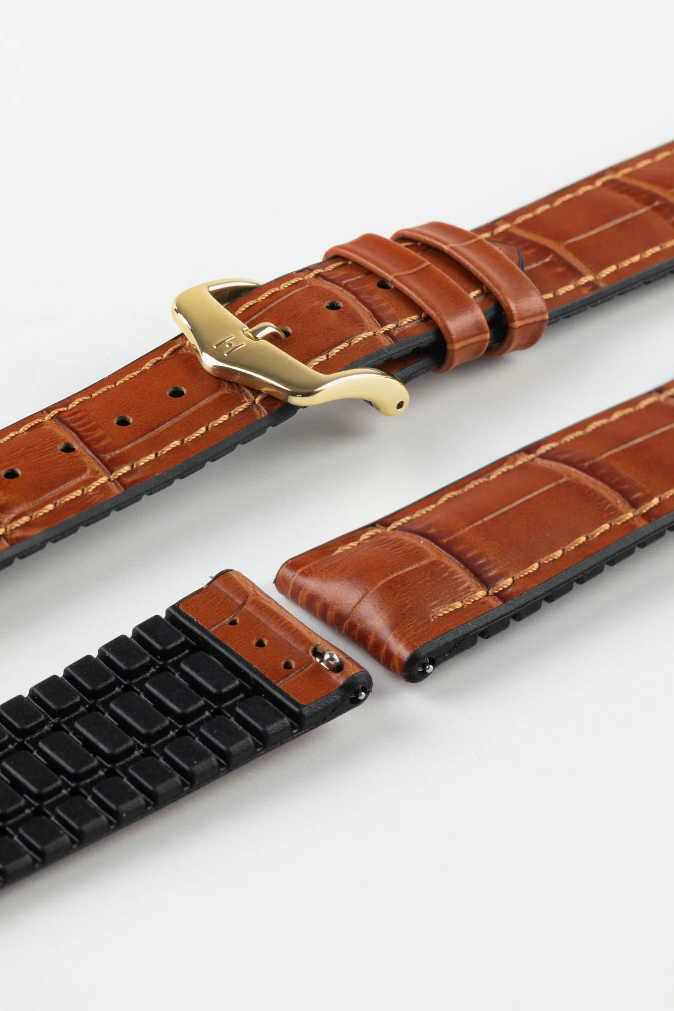 Hirsch PAUL Alligator Embossed Performance Watch Strap in HONEY - Image 8