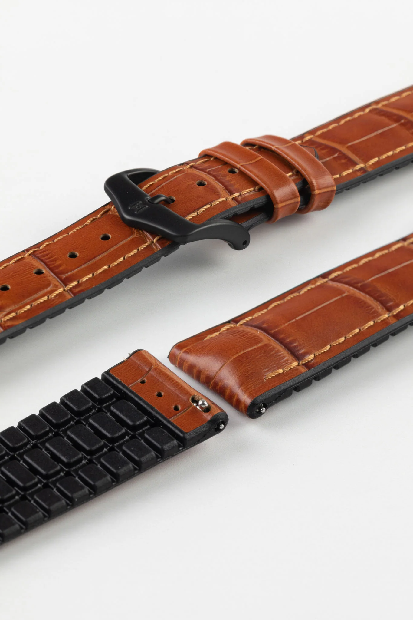 Hirsch PAUL Alligator Embossed Performance Watch Strap in HONEY - Image 9