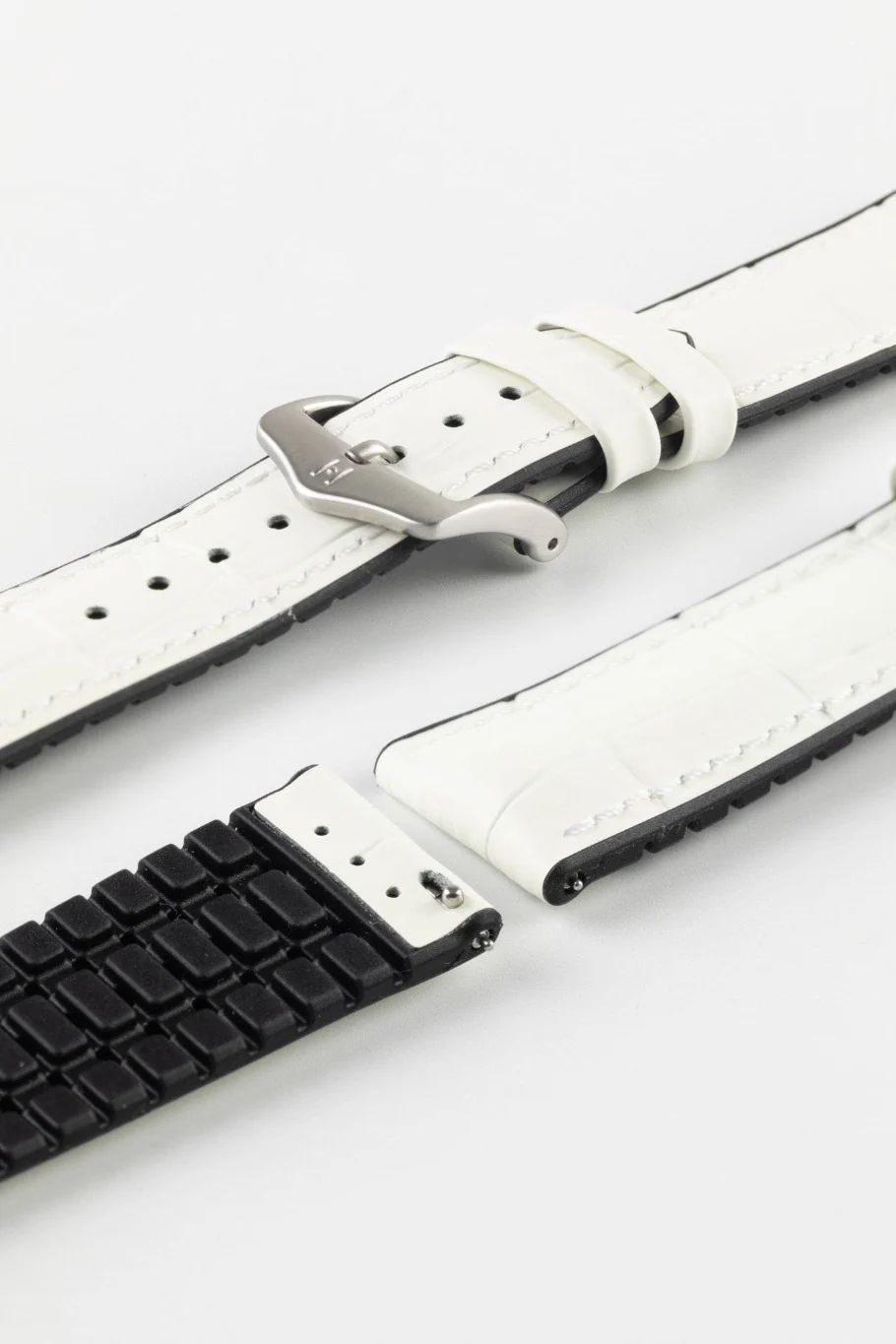 Hirsch PAUL Alligator Embossed Performance Watch Strap in WHITE - Image 10
