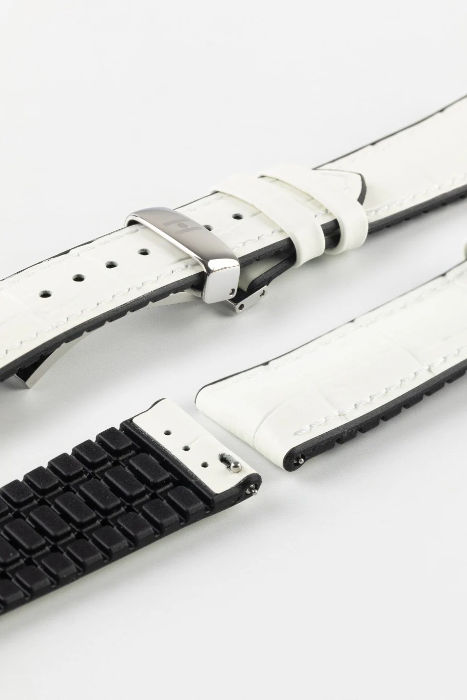 Hirsch PAUL Alligator Embossed Performance Watch Strap in WHITE - Image 11