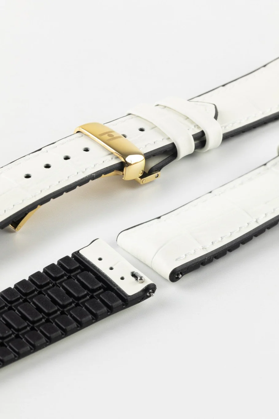 Hirsch PAUL Alligator Embossed Performance Watch Strap in WHITE - Image 12