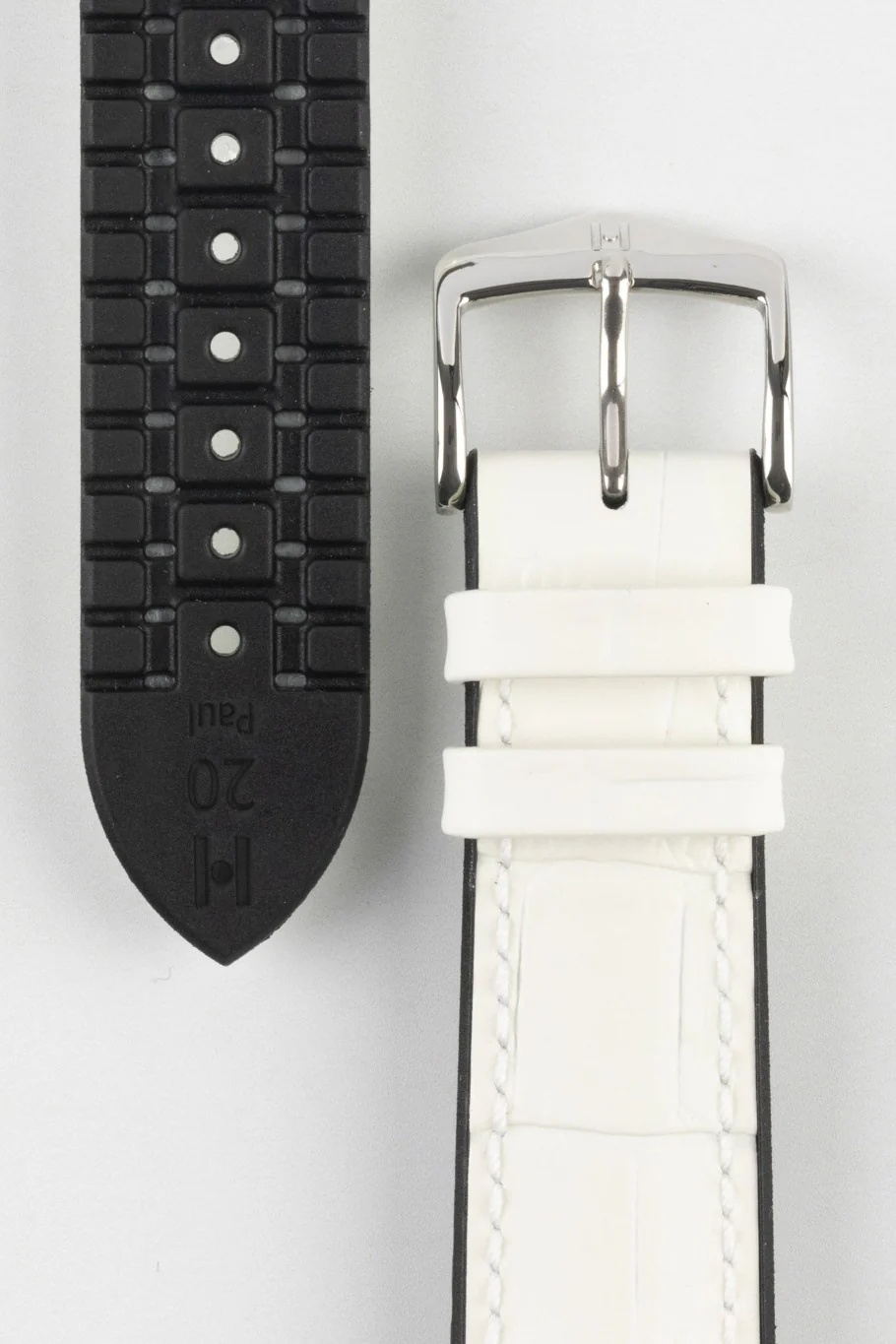 Hirsch PAUL Alligator Embossed Performance Watch Strap in WHITE - Image 3