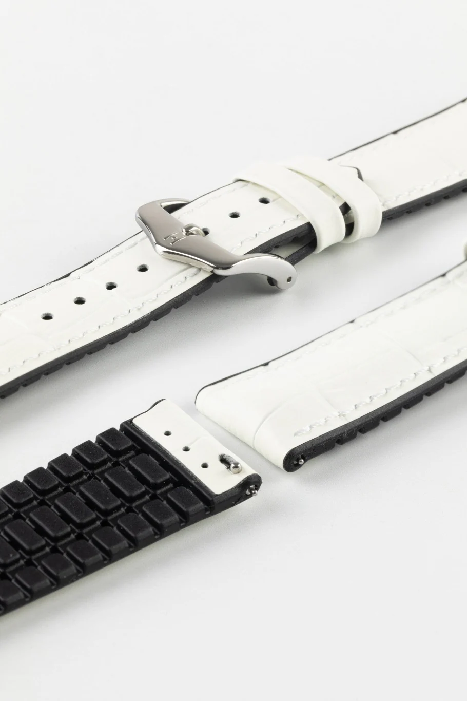 Hirsch PAUL Alligator Embossed Performance Watch Strap in WHITE - Image 7