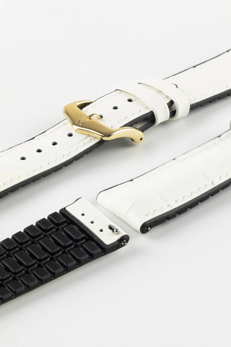 Hirsch PAUL Alligator Embossed Performance Watch Strap in WHITE - Image 8