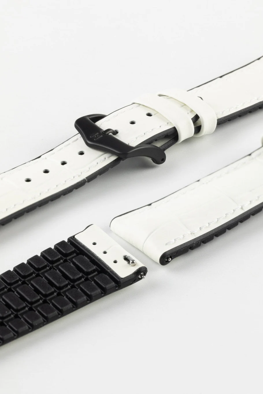 Hirsch PAUL Alligator Embossed Performance Watch Strap in WHITE - Image 9