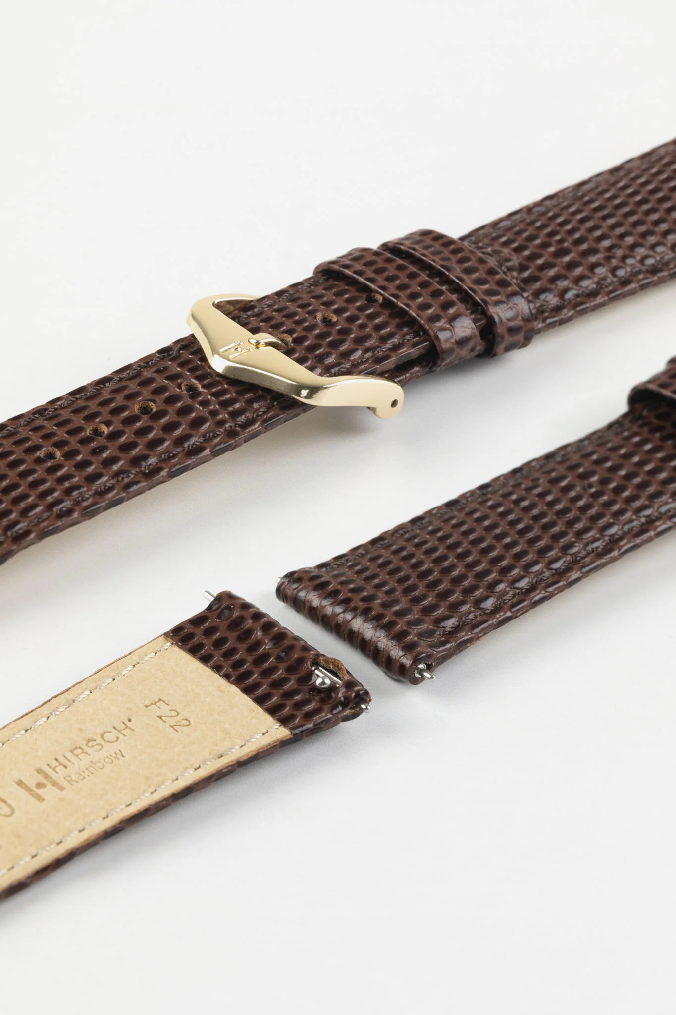 Hirsch RAINBOW Lizard Embossed Quick-Release Leather Watch Strap in BROWN - Image 8