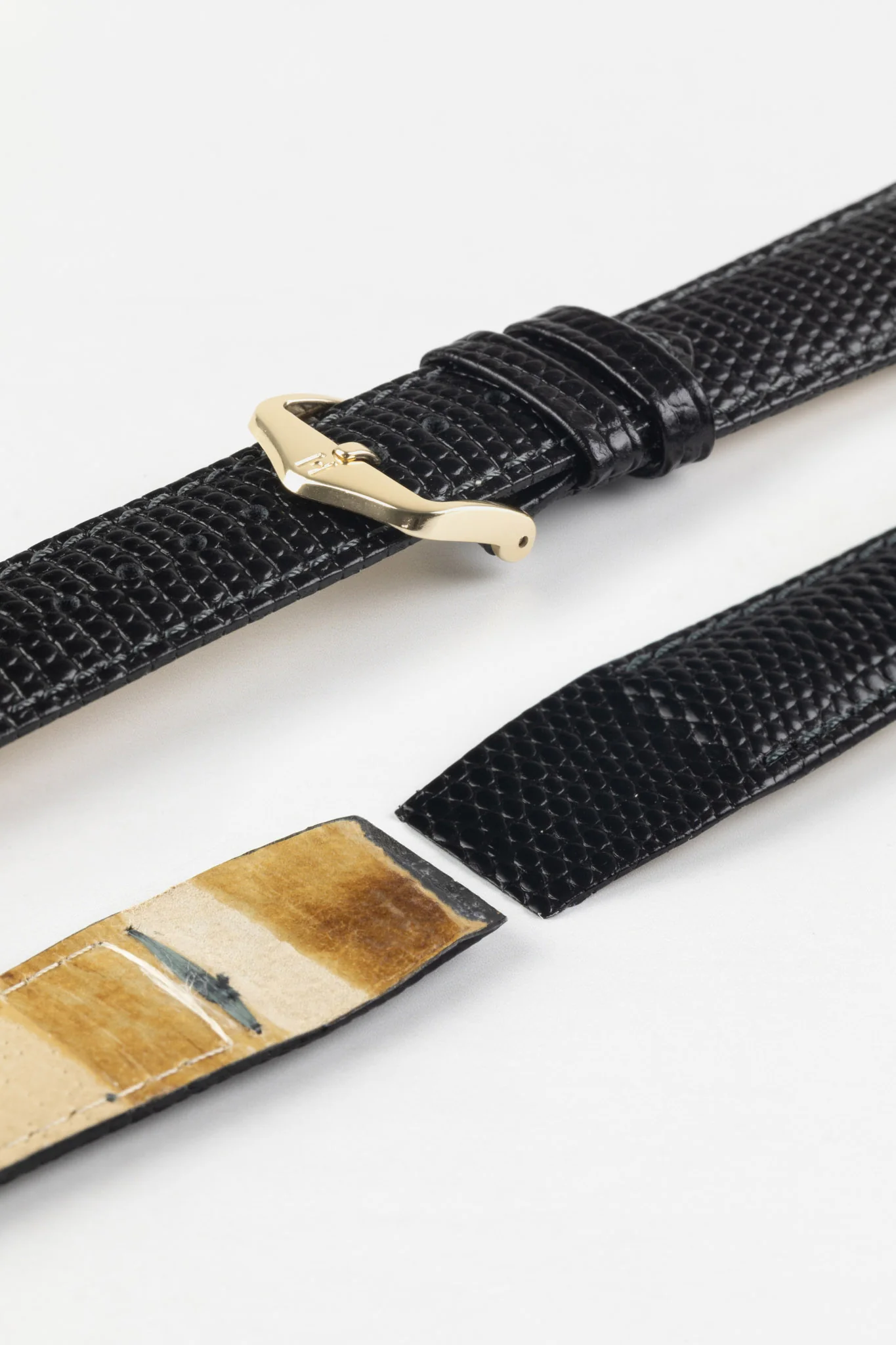 Hirsch RAINBOW Lizard Embossed Open Ended Watch Strap in BLACK - Image 5
