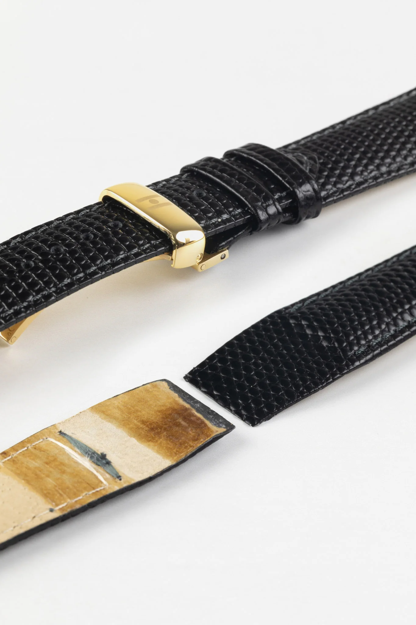 Hirsch RAINBOW Lizard Embossed Open Ended Watch Strap in BLACK - Image 7