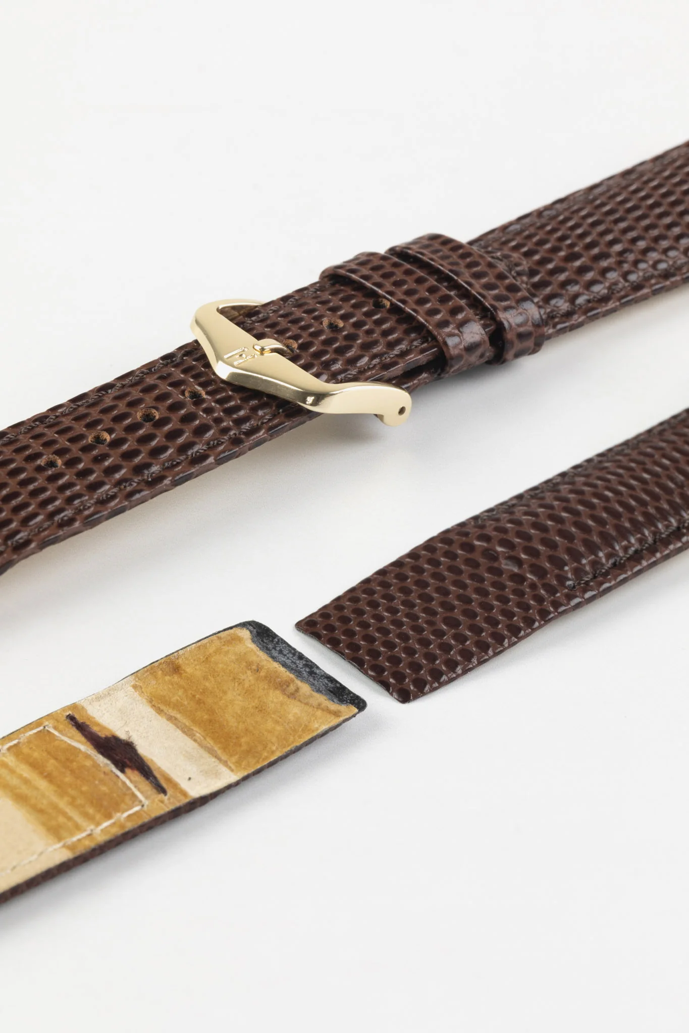 Hirsch RAINBOW Lizard Embossed Open Ended Watch Strap in BROWN - Image 5