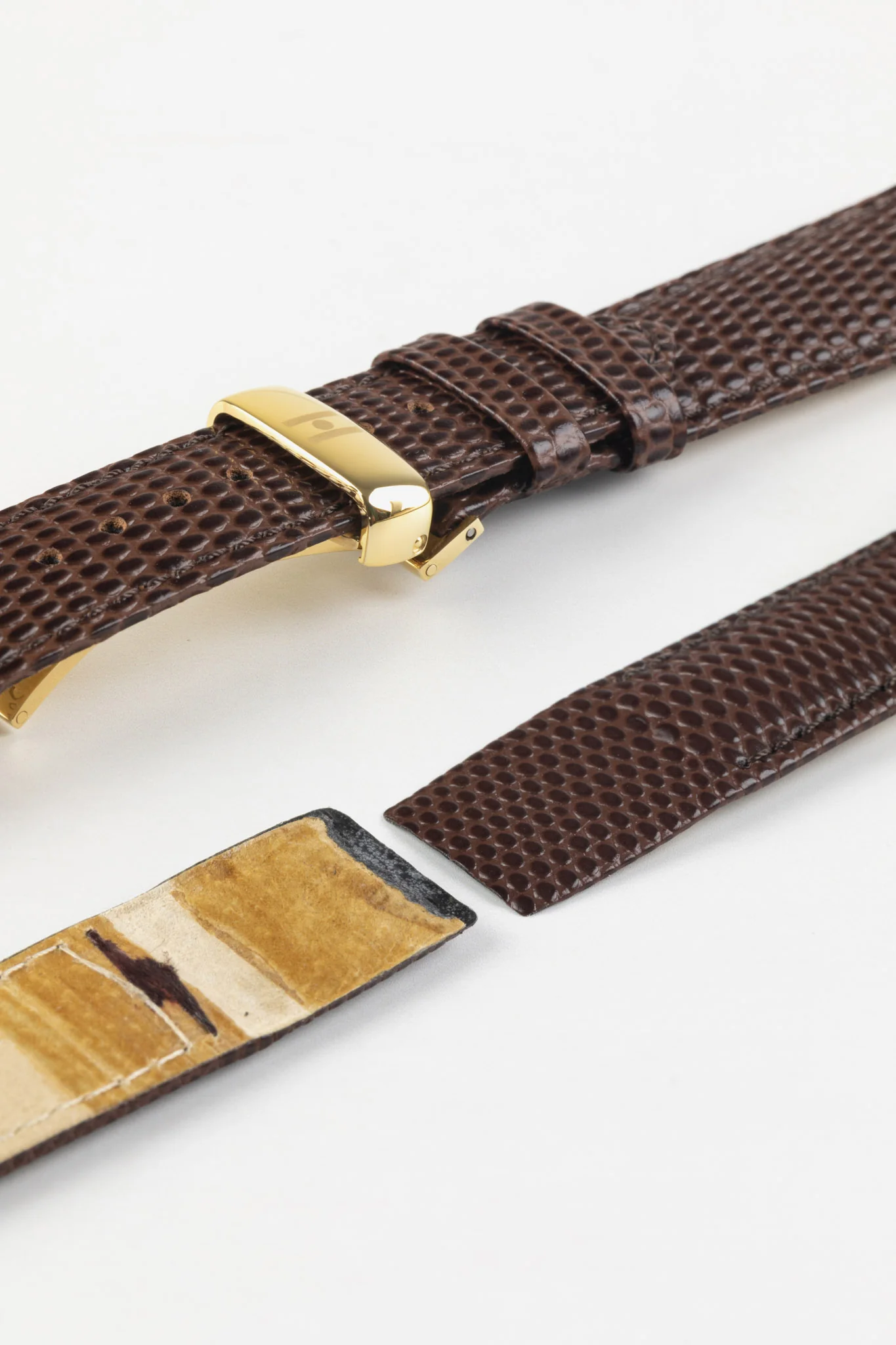 Hirsch RAINBOW Lizard Embossed Open Ended Watch Strap in BROWN - Image 7