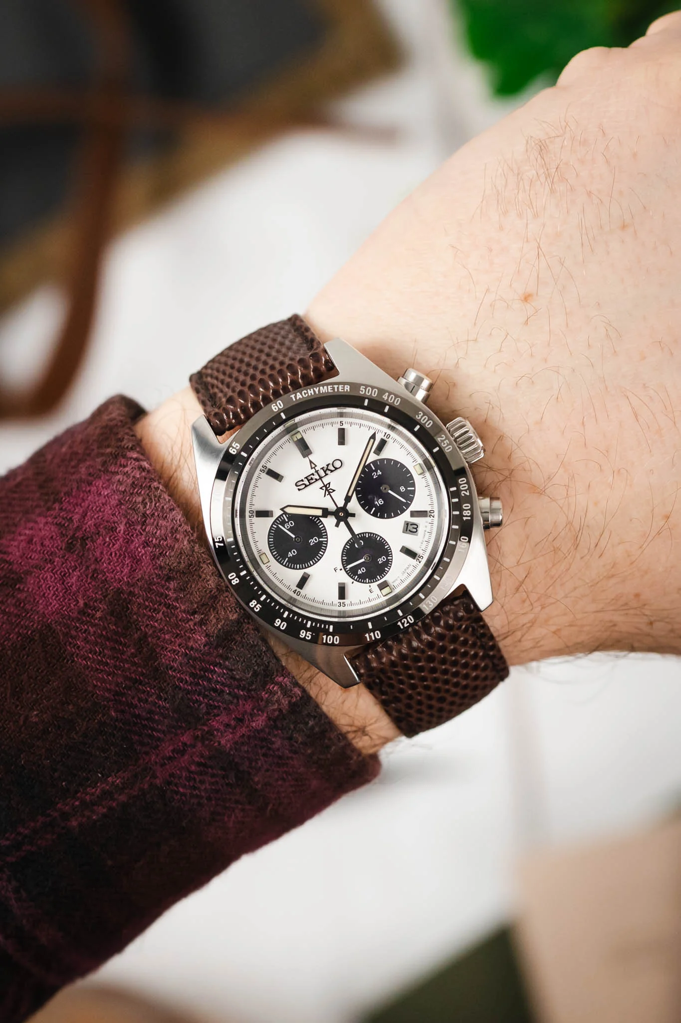 Hirsch RAINBOW NQR Lizard-Embossed Leather Watch Strap in BROWN - Image 4