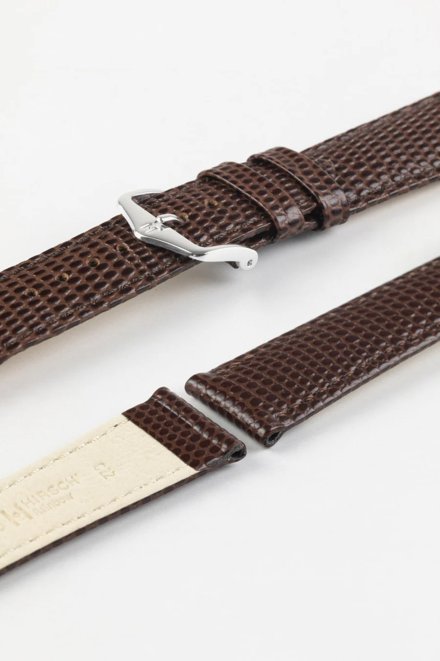 Hirsch RAINBOW NQR Lizard-Embossed Leather Watch Strap in BROWN - Image 7
