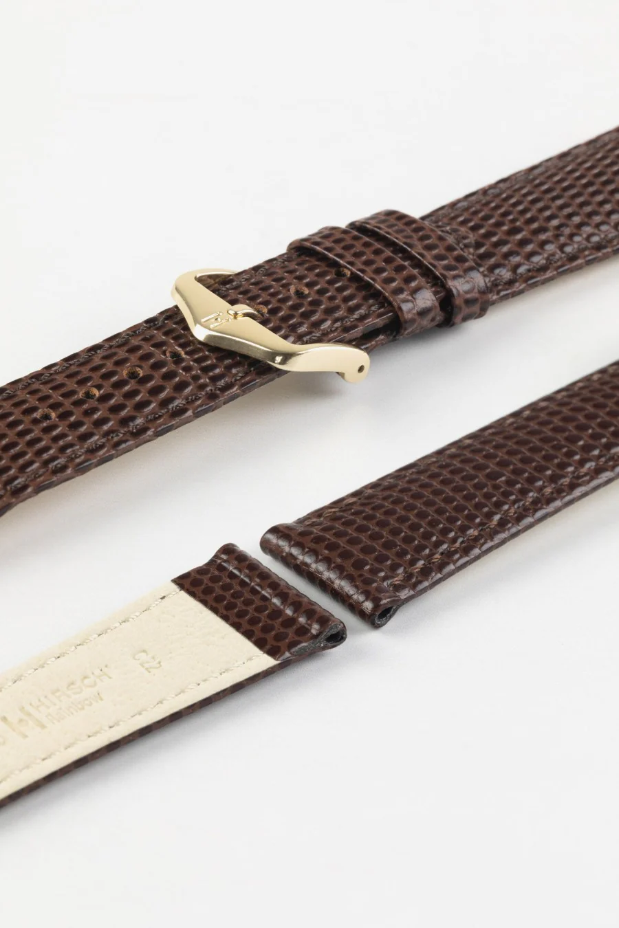 Hirsch RAINBOW NQR Lizard-Embossed Leather Watch Strap in BROWN - Image 8