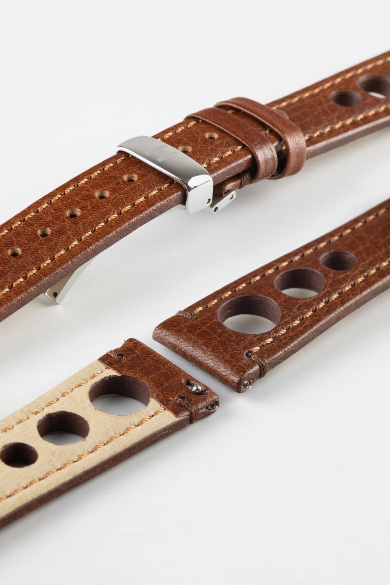 Hirsch RALLY Natural Leather Racing Watch Strap in GOLD BROWN - Image 11
