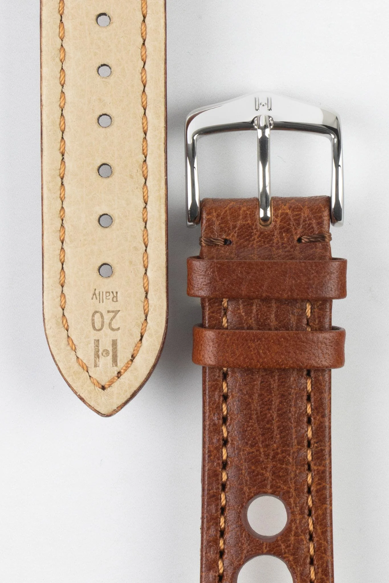 Hirsch RALLY Natural Leather Racing Watch Strap in GOLD BROWN - Image 3