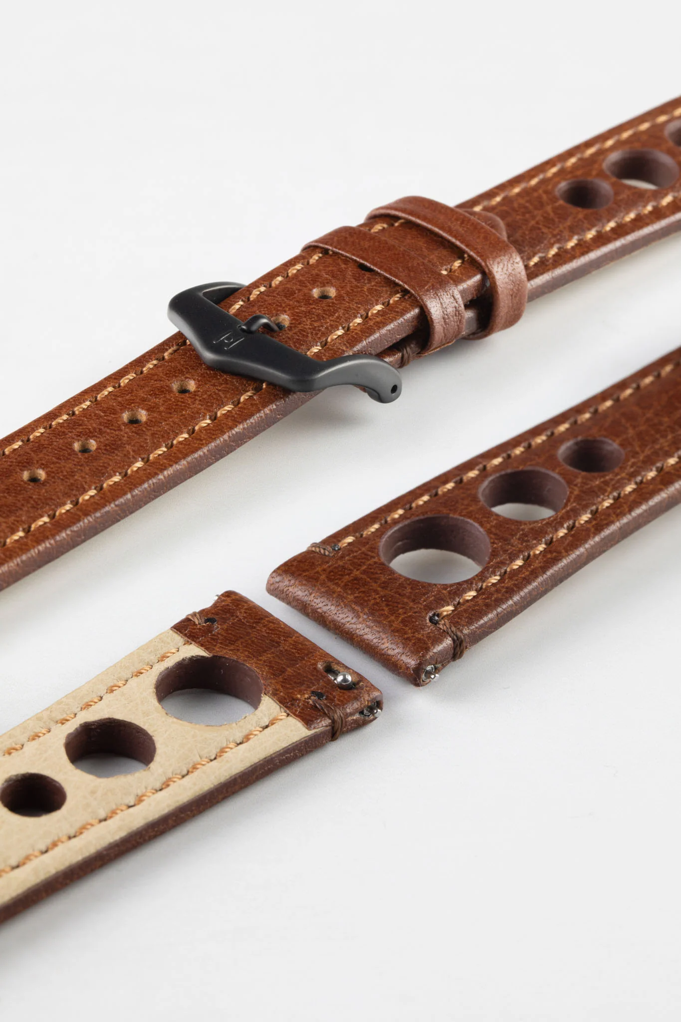 Hirsch RALLY Natural Leather Racing Watch Strap in GOLD BROWN - Image 9