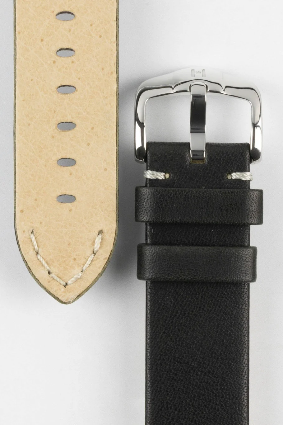 Hirsch Ranger Retro Leather Parallel Watch Strap - Black - Image 3