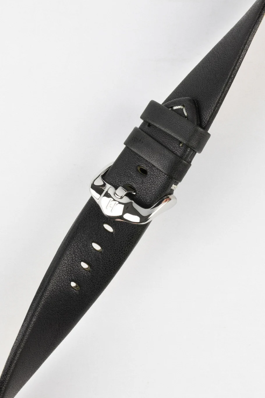 Hirsch Ranger Retro Leather Parallel Watch Strap - Black - Image 5