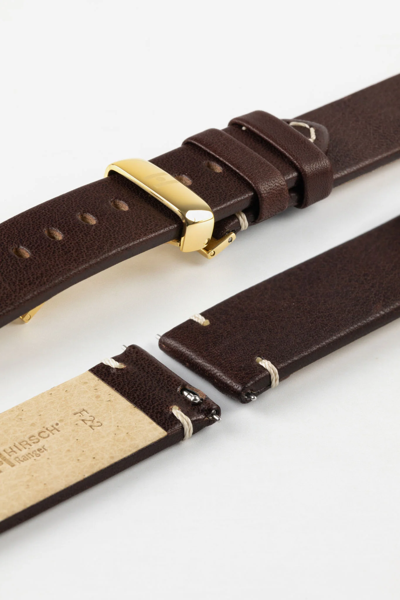 Hirsch RANGER Retro Leather Parallel Watch Strap in BROWN - Image 11
