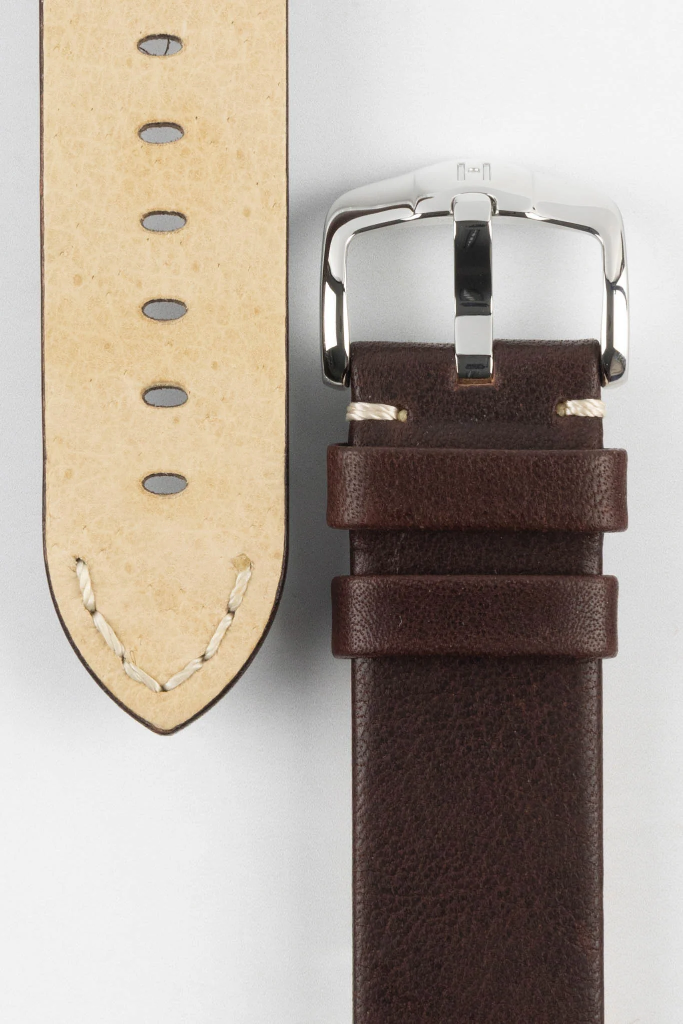 Hirsch RANGER Retro Leather Parallel Watch Strap in BROWN - Image 3