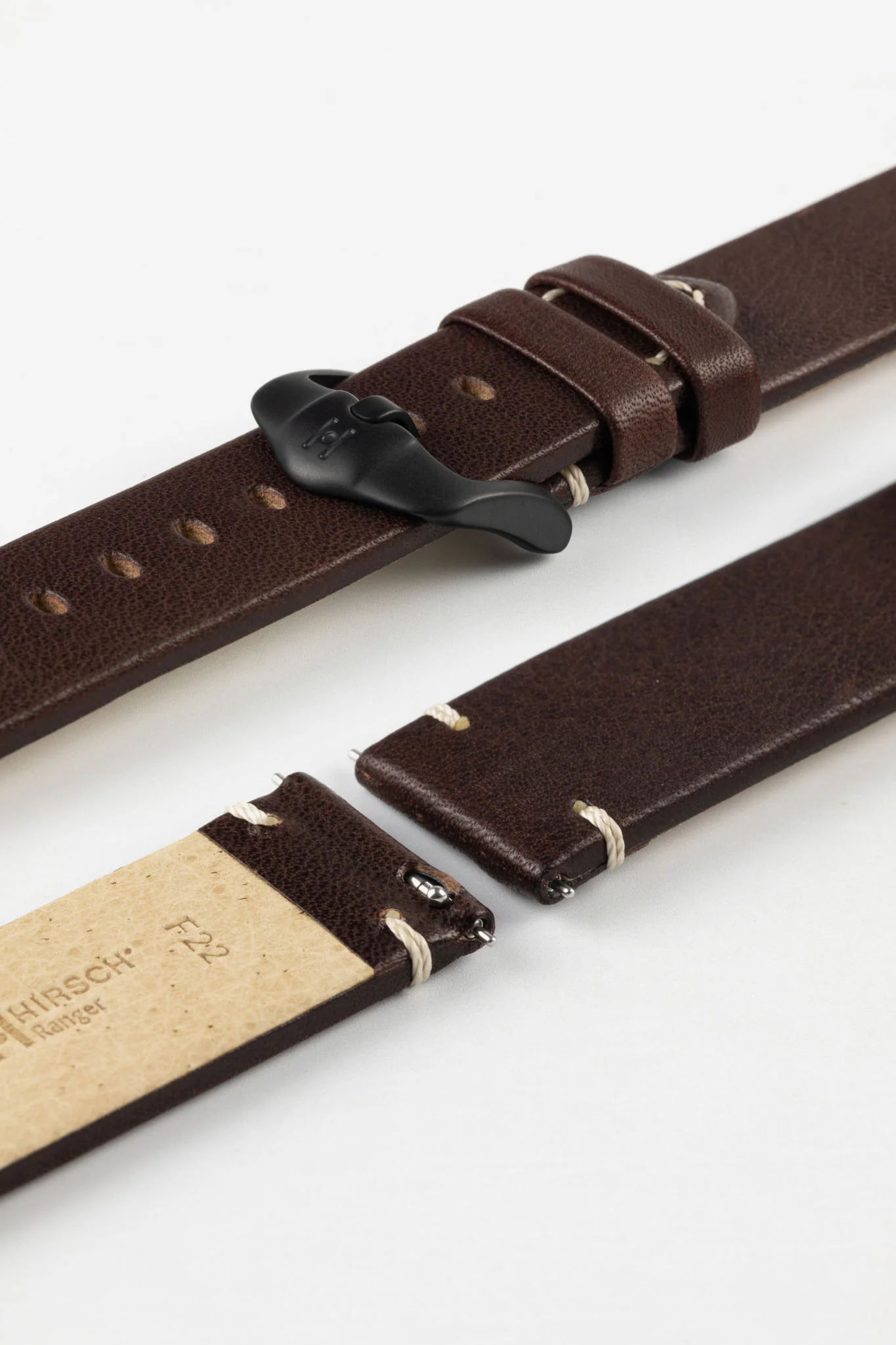 Hirsch RANGER Retro Leather Parallel Watch Strap in BROWN - Image 8