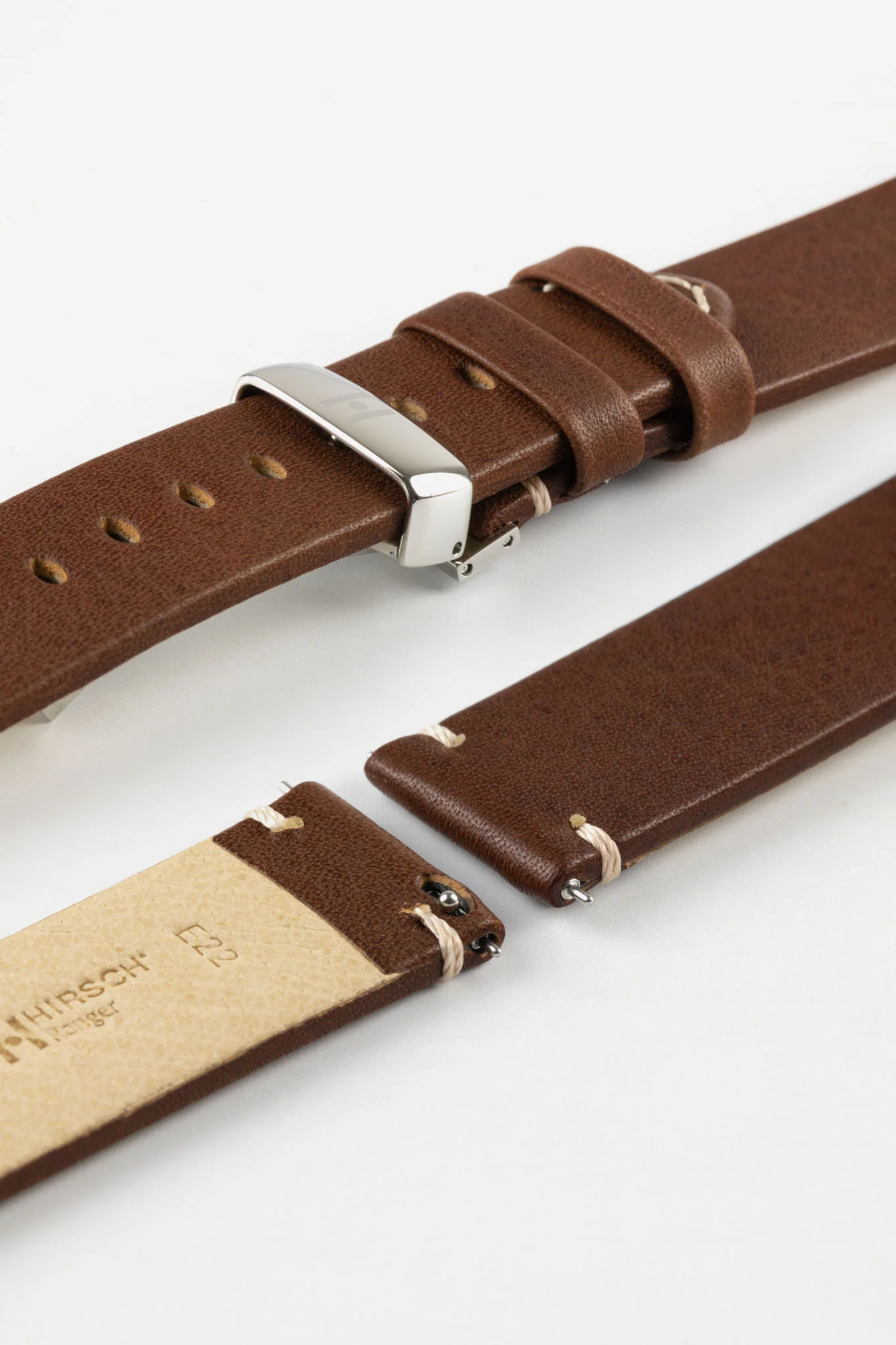 Hirsch RANGER Retro Leather Parallel Watch Strap in GOLD BROWN - Image 10
