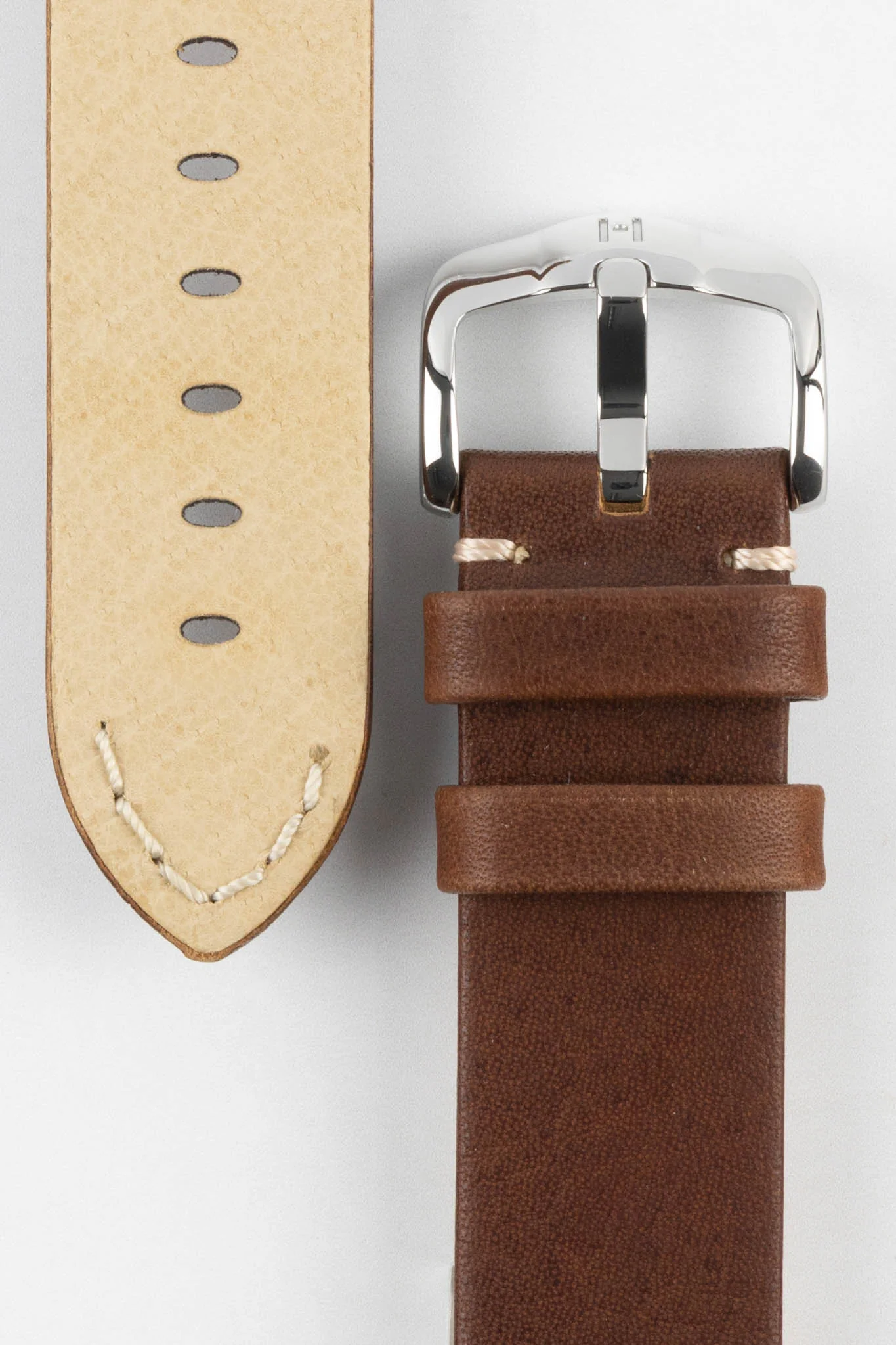 Hirsch RANGER Retro Leather Parallel Watch Strap in GOLD BROWN - Image 3