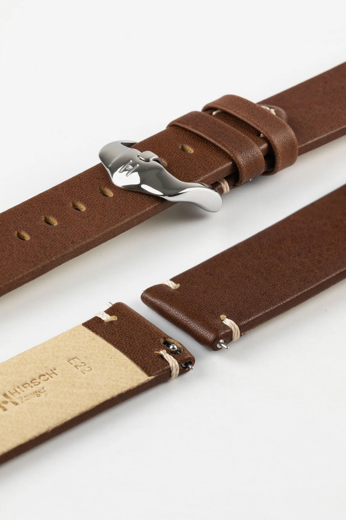 Hirsch RANGER Retro Leather Parallel Watch Strap in GOLD BROWN - Image 7