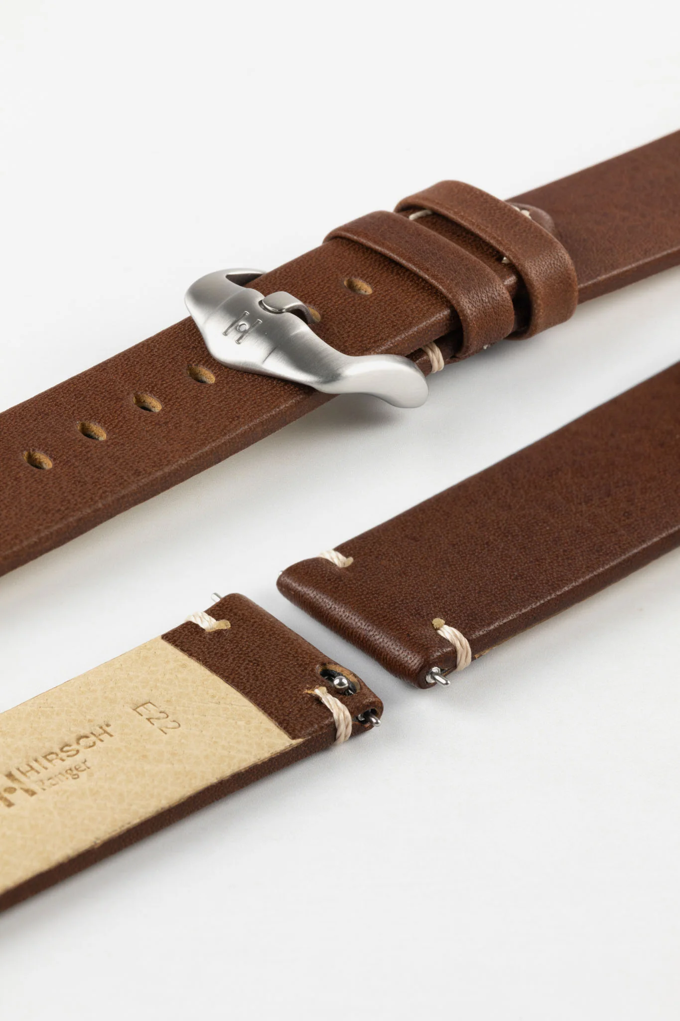 Hirsch RANGER Retro Leather Parallel Watch Strap in GOLD BROWN - Image 9