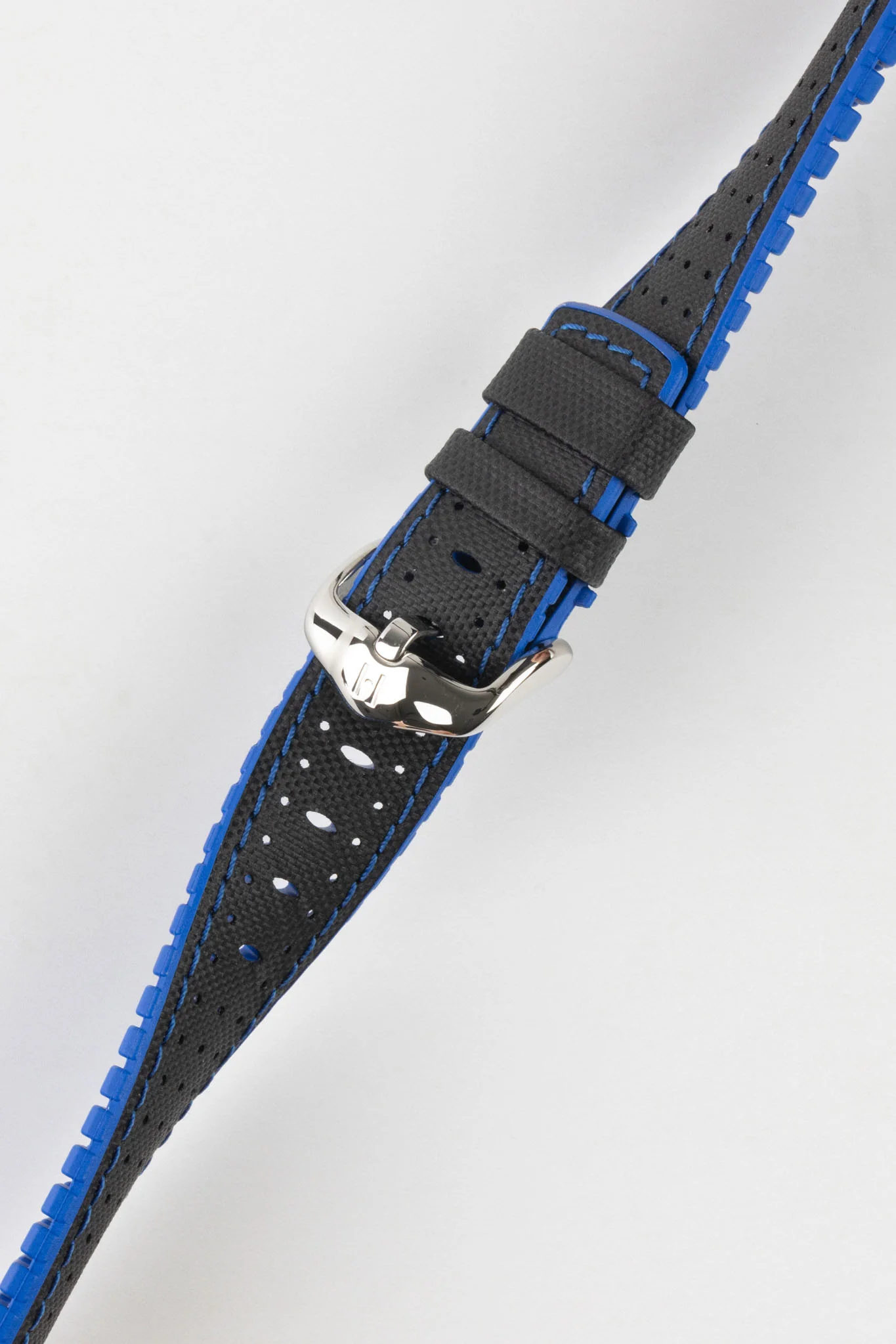 Hirsch ROBBY Sailcloth Effect Performance Watch Strap in BLACK / BLUE - Image 5